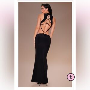 Black Slinky Extreme Cross Back Trim Detail Maxi Dress - PrettyLittleThing - new